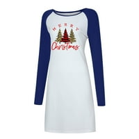 Свечени Фустани За Жени Божиќни Жени Моден Пуловер Печатење Спојување Долги Ракави Фустан Со Кратки Ракави Цветен Фустан Со