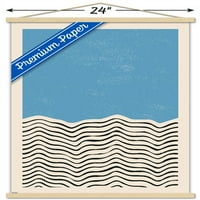 Геометриско-Синиот Ѕиден Постер Со Дрвена Магнетна Рамка, 22.375 34