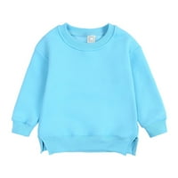 Whlbf Toddler Девојки дуксери, џемпери, момчиња и девојчиња џемпер, палто со тркалезно и средно детско пуловер, цврста боја