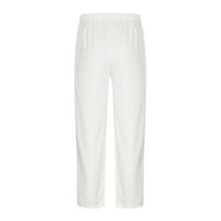 Елаинили Модни Машки Бели Панталони Секојдневно Печатење Дневни Панталони Еластичен Половината Директно Удобни Панталони Панталони
