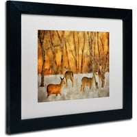 Трговска марка ликовна уметност Суштества на зимско зајдисонце платно уметност од Лоис Брајан Бела мат, црна рамка