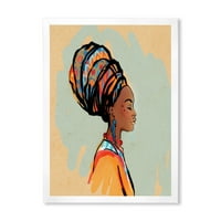 DesignArt 'Портрет на жена од Афроамериканка со модерно уметничко печатење на Turban III'