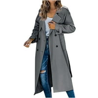Mafytytpr женски палта и јакни за дозвола за жени Зима на продажба на женски долги ракави со двојно градење палто ров со долги ракави без аспиратор