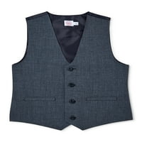 Wonder Nation Boys 4- & Husky Suit сет со кошула со копче за копче, вратоврска и панталони, сет на облека од 4 парчиња