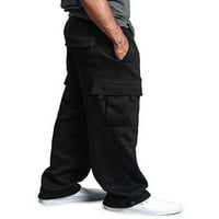 Мажи Плус Големина Цврста Врвка За Влечење Еластична Половина Целосна Должина Обични Карго Панталони Со Права нога