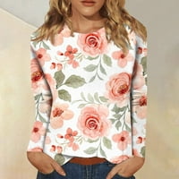 Строгени Кошули Со Долги Ракави За Жени Слатки Графички Маици За Печатење Блузи Секојдневни Плус Големина Основни Врвови Пуловер