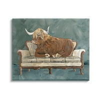 Sumby Industries Shaggy Cattle Resting Dinchip Couch Green Grey, 16, дизајн од Синди Jacејкобс
