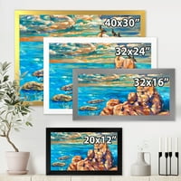 Дизајн на „Синиот океан од карпести карпи I 'Наутички и крајбрежен врамен уметнички принт