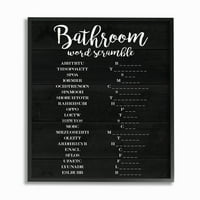 Студената индустрија за бања со збор за црно -бел дизајн на зборови, врамени wallидни уметности од Дафне Полсели