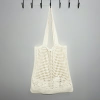 Женска Шуплива Плетена Торба За Рамо Едноставна Чанта За Купувачи Со Капчиња