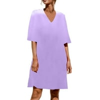 Женски Фустани Лето Плус Големина Фустани Обвивка Длабоко V-Вратот Ромпер Дише Виолетова XL