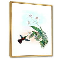 DesignArt 'Историски колибри летајќи кон цвет' Традиционално врамено платно wallидно печатење на уметноста