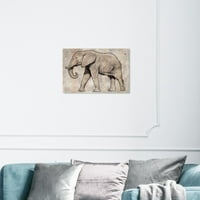 Wynwood Studio Animals Wall Art Canvas Prints 'Pribal Light Elephant ’и диви животни - сива, црна