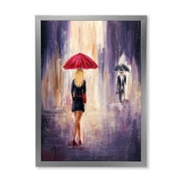 Дизајн Девојчето со чадорот што шета во дождот II 'Француска земја врамена уметничка печатење