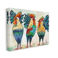 Индустриски индустрии задебелени кокошки кокошки кокошки живописни пердуви што стојат галерија за сликање завиткани од платно печатење wallидна уметност, дизајн о?
