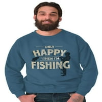 Риболов Машки Екипаж Пуловер Пот Кошула Среќен Кога сум Смешно Риба Татковци Ден