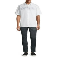 Печатена тропска ткаена кошула за кратки ракави на мажјакот CAF LUNA