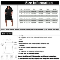 Ново Женско Лето Плус Големина V Вратот Краток Ракав Џеб На Коленото Секојдневен Фустан XL