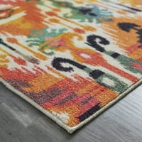 Mohawk Home Prismatic Hip Ikat Мулти -современа племенска прецизна печатена област килим, 8'x10 ', Пинк и портокал