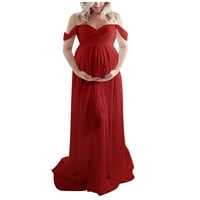 Ведолај Породилен Фустан Бремени Жени Породилно Од Рамо Макси Фустан Фотографија Фотографија Долга Наметка