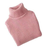 Детски Зимски Џемпер За Момче Девојка Плетена Висока Јака Маица Пуловер Врвови Розова