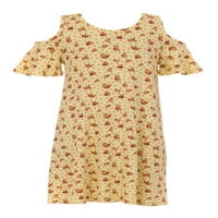 Мед Ванила Девојки' Цветни Ладна Рамо Туника Фустан Со Лесно Отстранлив Етикета Цветни Жолта Големи 9 Години