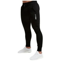 Ханас Менс Панталони Машки Трчање Панталони Мулти-Џеб Мали Нозе Тенок Алатки Обичните Панталони Црна XL