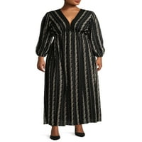 Романтичен цигански женски плус големина капчиња трим макси фустан