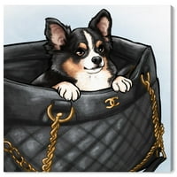 Wynwood Studio Animals Wall Art Canvas Prints 'Peek A Boo Chihuahua' кучиња и кутриња - црно, злато