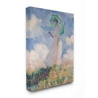 Stuple Industries Woman Women со Parasol Monet Classic сликарство платно wallидна уметност од Клод Моне, 30 40