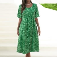 Обични Фустани За Жени Цветни Мини Кратки Ракави Улична Мода Патување Мини 5xl Зелена
