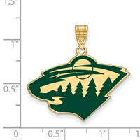 Стерлинг сребро злато позлатено NHL Logoart Minnesota Wild LRG Enamel Pendant