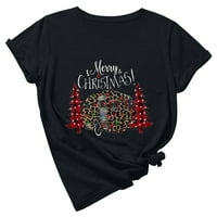 Женски Божиќни Кошули Дедо Мраз Печатење Блуза Со Долги Ракави Женски Основни Џемпери Со Полни Ракави