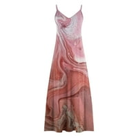 Обични фустани за жени дозволи за летово фустан летен ракав печатен V врат симпатичен долг макси фустан