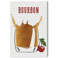 Wynwood Studio Canvas Splash of Bourbon Drinks and Spirits Liquor wallидни уметности Патно печати бело надвор од бело 16x24