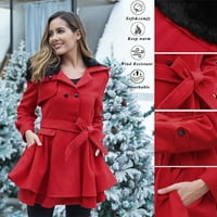 вендунид женски врвови жени волна топла тенок палто јакна дебела парка шинел долга зимска облека црвена