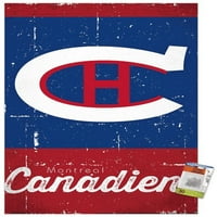 Монтреал Канадиенс - Ретро Логото Ѕид Постер со Притисни Иглички, 22.375 34