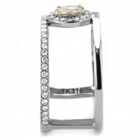 Луксузен накит дизајнира женски прстен од не'рѓосувачки челик со ААА одделение кубна цирконија шампањ - големина 9