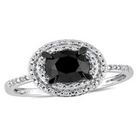 1- Карат Т.В. Црно -бел дијамант 14kt бело злато двојно ореол прстен