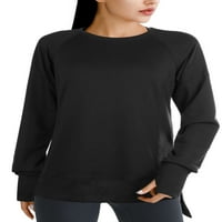 Женски случајни џемпери на екипажот со долги ракави пулвер врвови на обични блузи кошула за жени