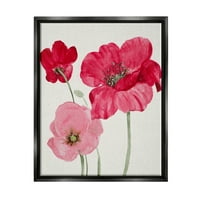 Tuphel Conmination Red Red Poppies Trio Botanical & Floral Painting Black Floater Framed Art Print Wall