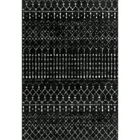 Нулум Марокан Блит област килим, 6 '7 9', црно -бело