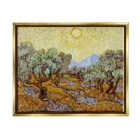 Маслиново дрвја Ван Гог пејзаж пејзаж сликарство металик злато врамено уметничко печатење wallид уметност