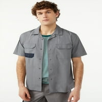 Бесплатна собрание машка кошула за памучни тополи со џеб за мрежи