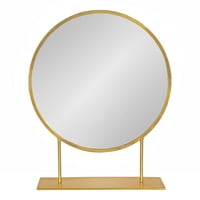 Кејт и Лорел Руан модерна глам тркалезна метална табела огледало со штанд, злато