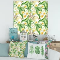 DesignArt 'Yellowолти цвеќиња и тропско зеленило i' модерна печатење на wallидови од платно