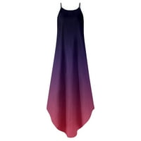 Женски фустани печатени околу деколтето макси максимално моден летен фустан без ракави виолетова l