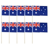 РОСАРИВАЕ рачно мини Национално знаме на стапчиња Австралија знамиња за знамиња за декорација на бар -забава со бамбус пол