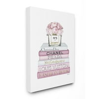 Sumn Industries Fashion Designer Flower Bookstack розова бела акварел платно wallидна уметност од Аманда Гринвуд