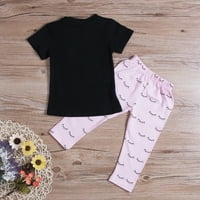 Мазуос бебе девојче со кратки ракави за цртани филмови за печатење маица + панталони